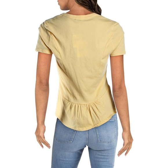 NWT Joe's Jeans Peggy Peplum Ruffled Hem Short Sleeve Top - Yellow Size XS - Picture 2 of 6